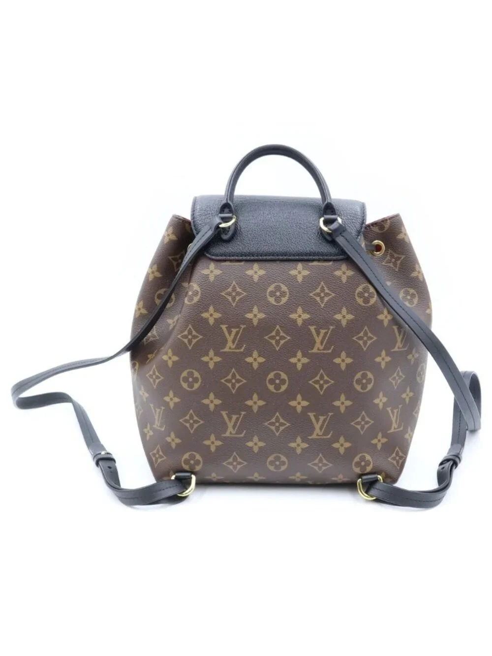 Louis Vuitton Monogram Montsouris NM Backpack Black Brown Leather Gold